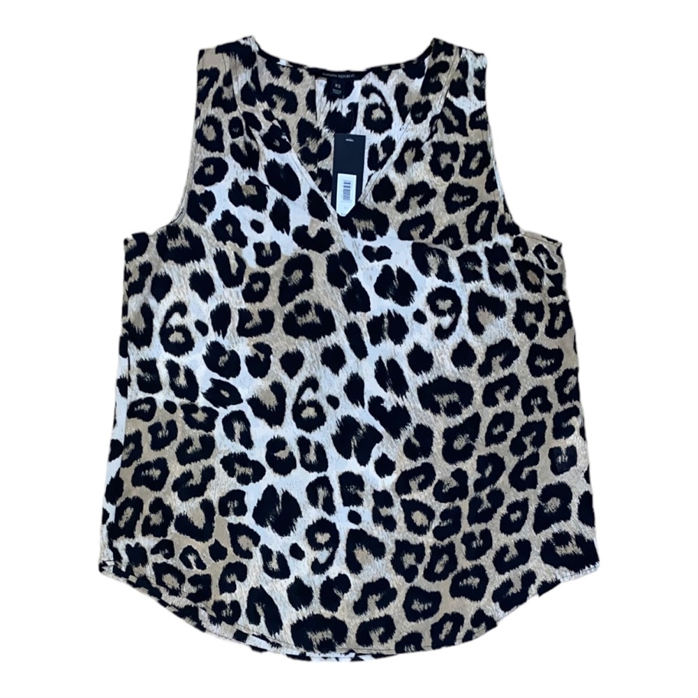 Banana Republic Women’s Leopard Print Sleeveless V-neck Chiffon Top | Size XS